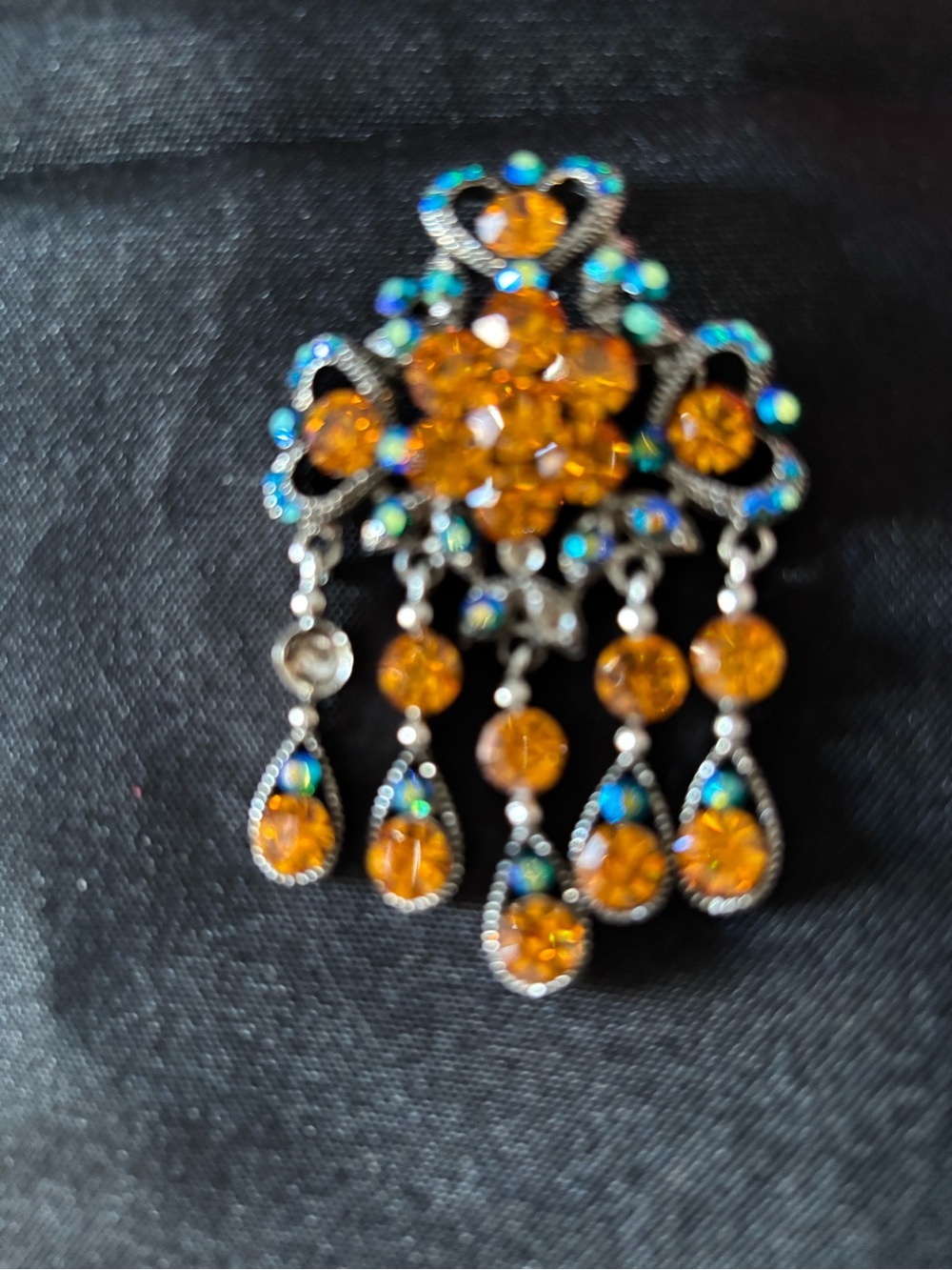 Amber Crystal Dangle Brooch - Women's Jewelry